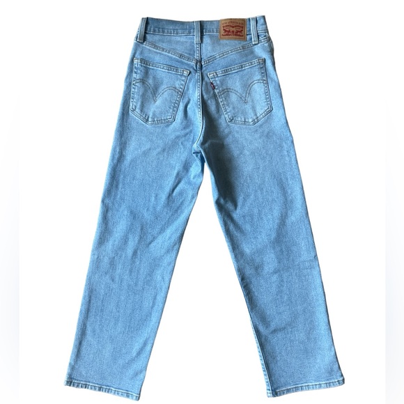 Levi's Womens Ribcage Straight Ankle Ambrey Blue Denim Jeans Size: 25 - Picture 5 of 9